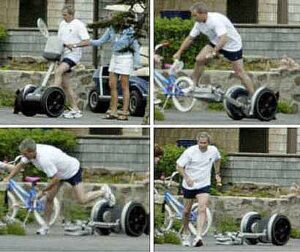 George Bush slips off the Segway