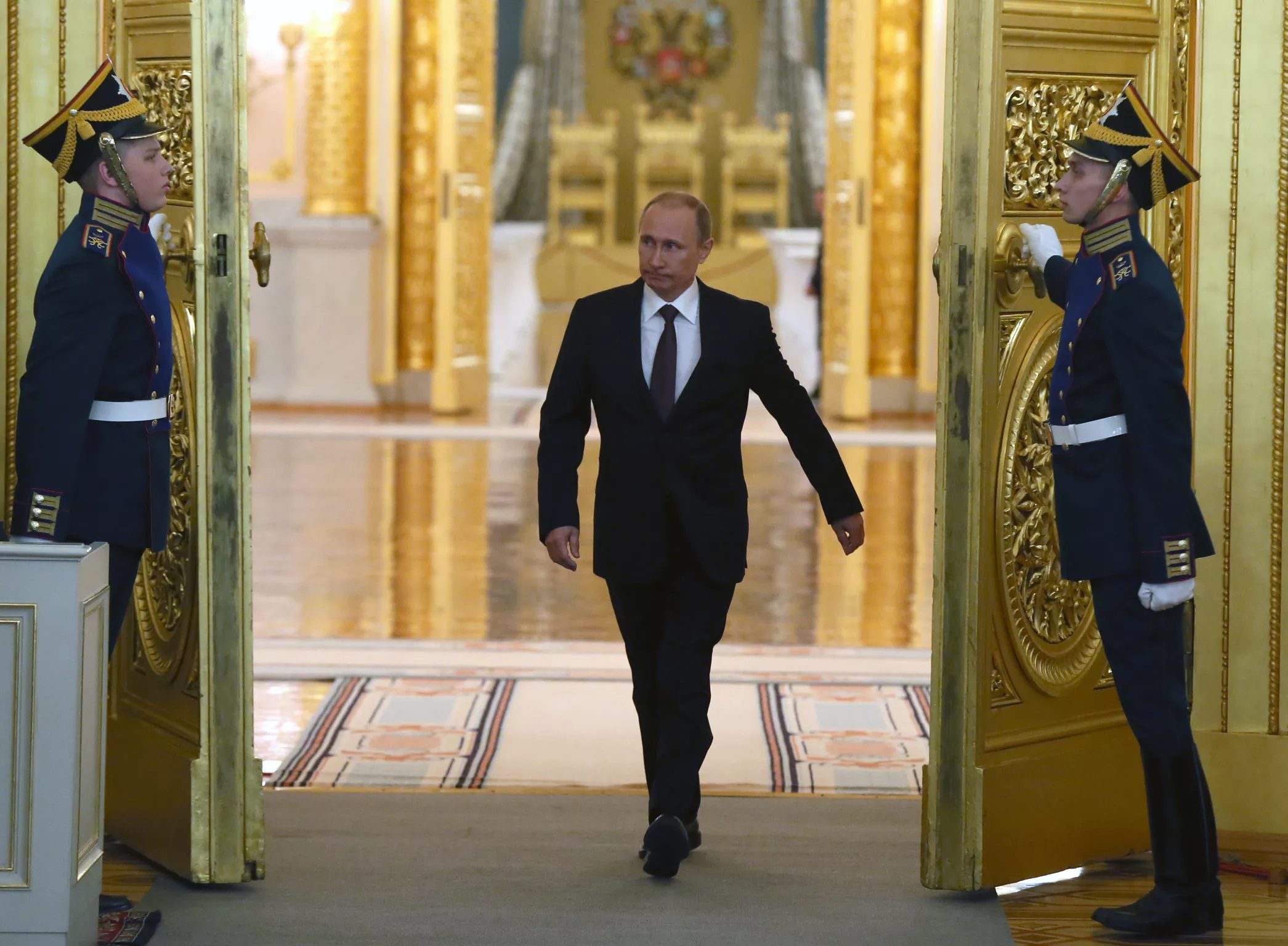 Vladimir Putin walks in Presidential castle