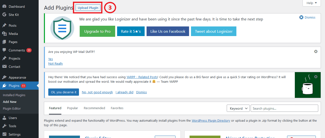 Upload Plugin button