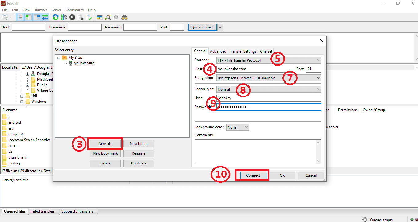 cpanel details labeled 