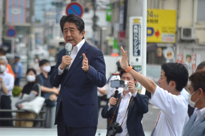 Shinzo Abe campaigns on the streets of Nara, japan