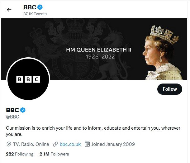 BBC goes dark following the queen's death