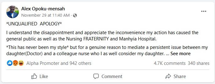 Alex Opoku Mensah apologizes