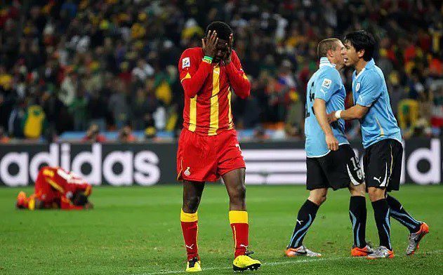 Asamoah Gyan misses penalty against Uruguay in Blackstars South Africa match