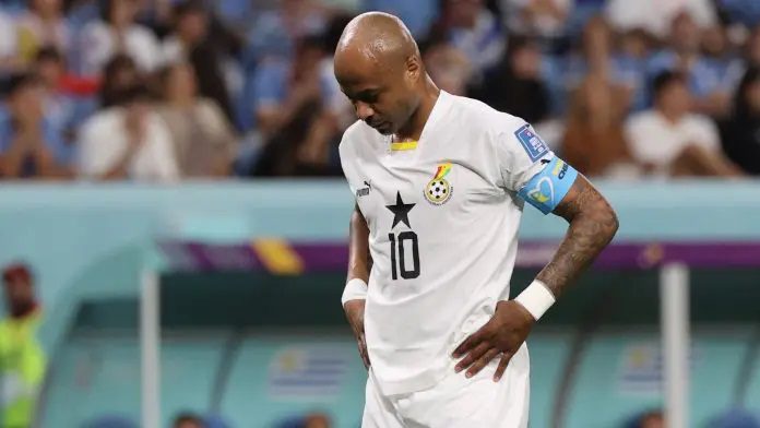 Dede Ayew misses penalty kick against Uruguay Qatar 2022 fifa world cup