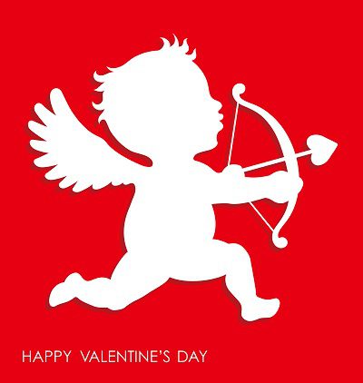 Cupid seen on Valentine cards