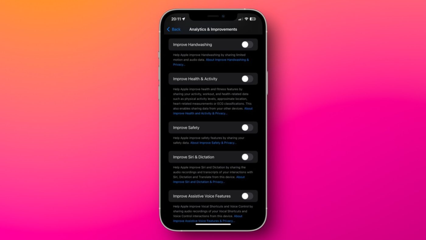 dont allow apple to take your data