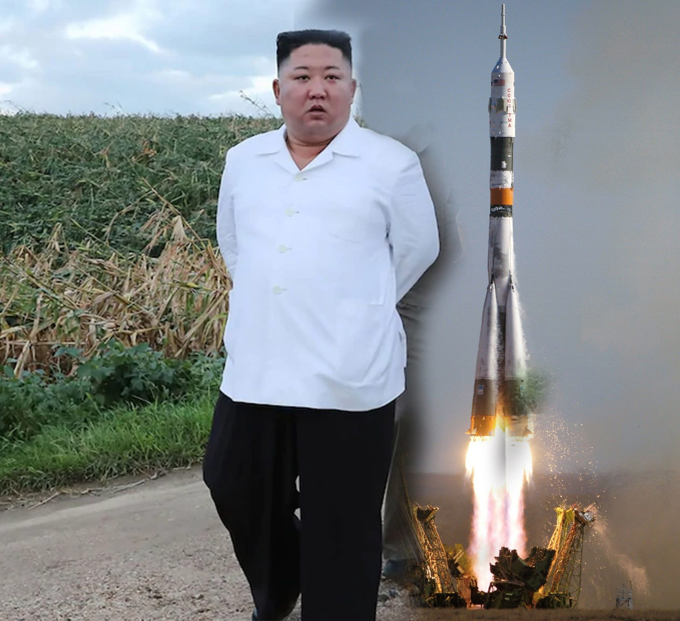 Kim Jon Un with missiles